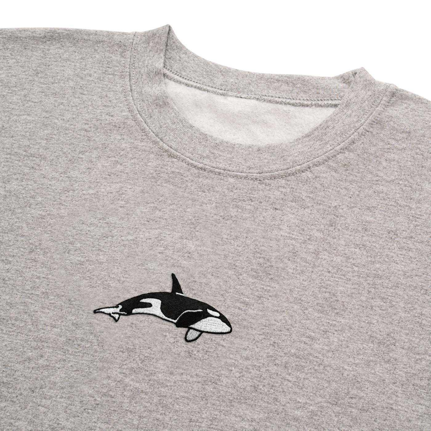Bobby's Planet Women's Embroidered Orca Sweatshirt from Seven Seas Fish Animals Collection in Sport Grey Color#color_sport-grey