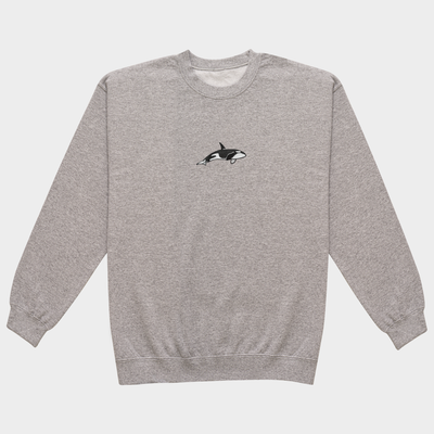 Bobby's Planet Men's Embroidered Orca Sweatshirt from Seven Seas Fish Animals Collection in Sport Grey Color#color_sport-grey
