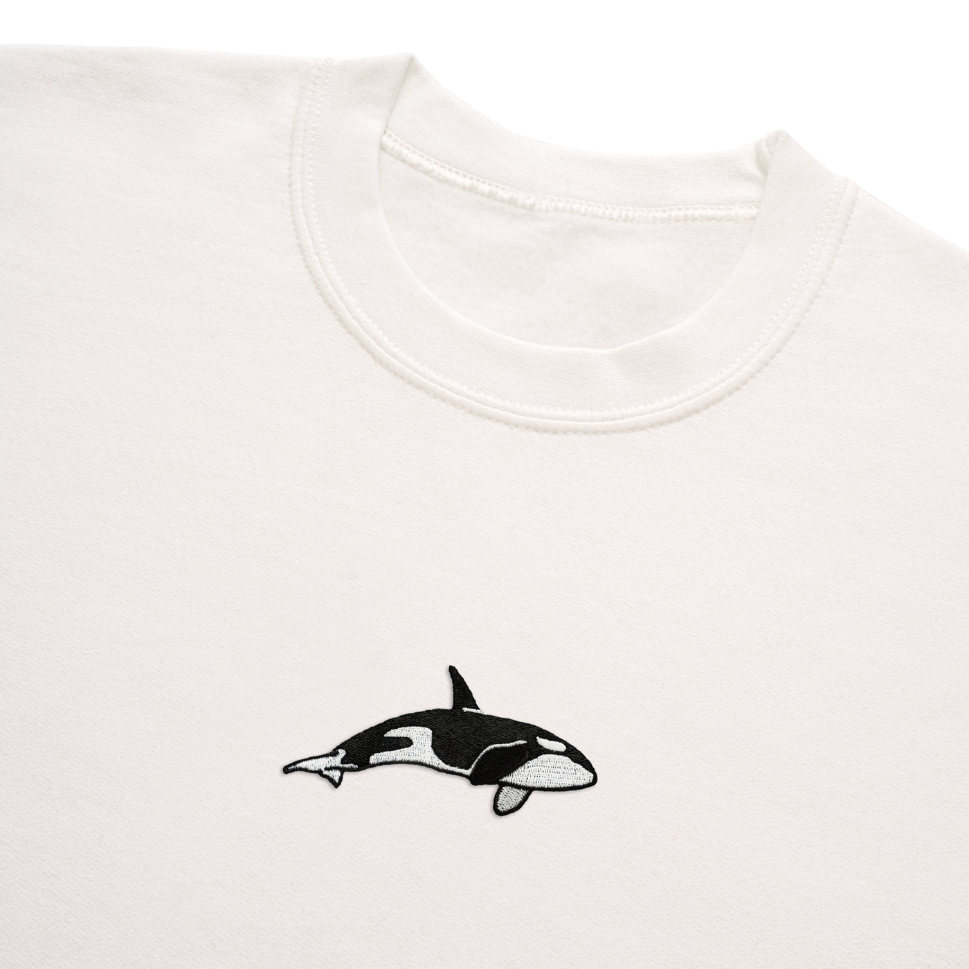 Bobby's Planet Men's Embroidered Orca Sweatshirt from Seven Seas Fish Animals Collection in White Color#color_white