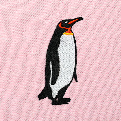 Bobby's Planet Women's Embroidered Penguin Sweatshirt from Arctic Polar Animals Collection in Light Pink Color#color_light-pink