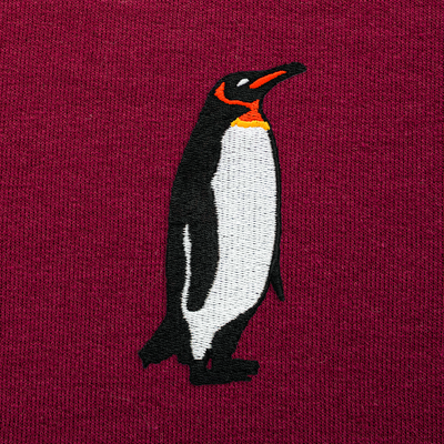 Bobby's Planet Men's Embroidered Penguin Sweatshirt from Arctic Polar Animals Collection in Maroon Color#color_maroon