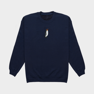 Bobby's Planet Men's Embroidered Penguin Sweatshirt from Arctic Polar Animals Collection in Navy Color#color_navy