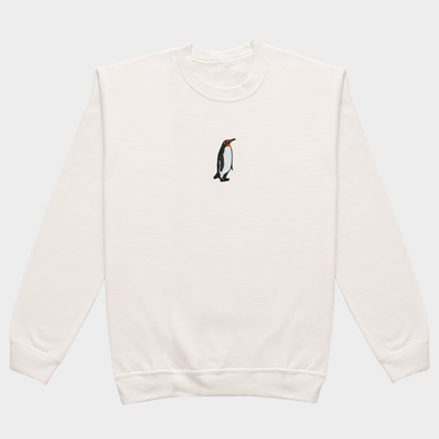 Bobby's Planet Men's Embroidered Penguin Sweatshirt from Arctic Polar Animals Collection in White Color#color_white