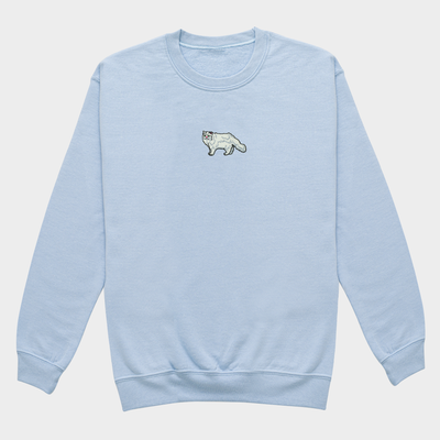Bobby's Planet Women's Embroidered Persian Sweatshirt from Paws Dog Cat Animals Collection in Light Blue Color#color_light-blue