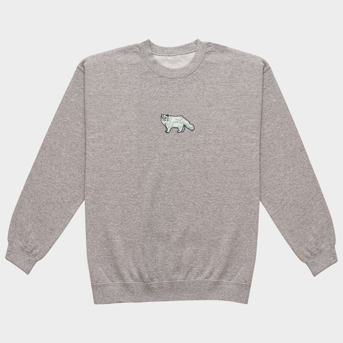 Bobby's Planet Men's Embroidered Persian Sweatshirt from Paws Dog Cat Animals Collection in Sport Grey Color#color_sport-grey