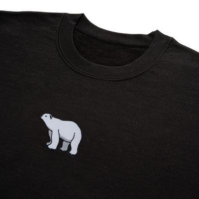 Bobby's Planet Men's Embroidered Polar Bear Sweatshirt from Arctic Polar Animals Collection in Black Color#color_black