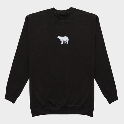 Bobby's Planet Men's Embroidered Polar Bear Sweatshirt from Arctic Polar Animals Collection in Black Color#color_black
