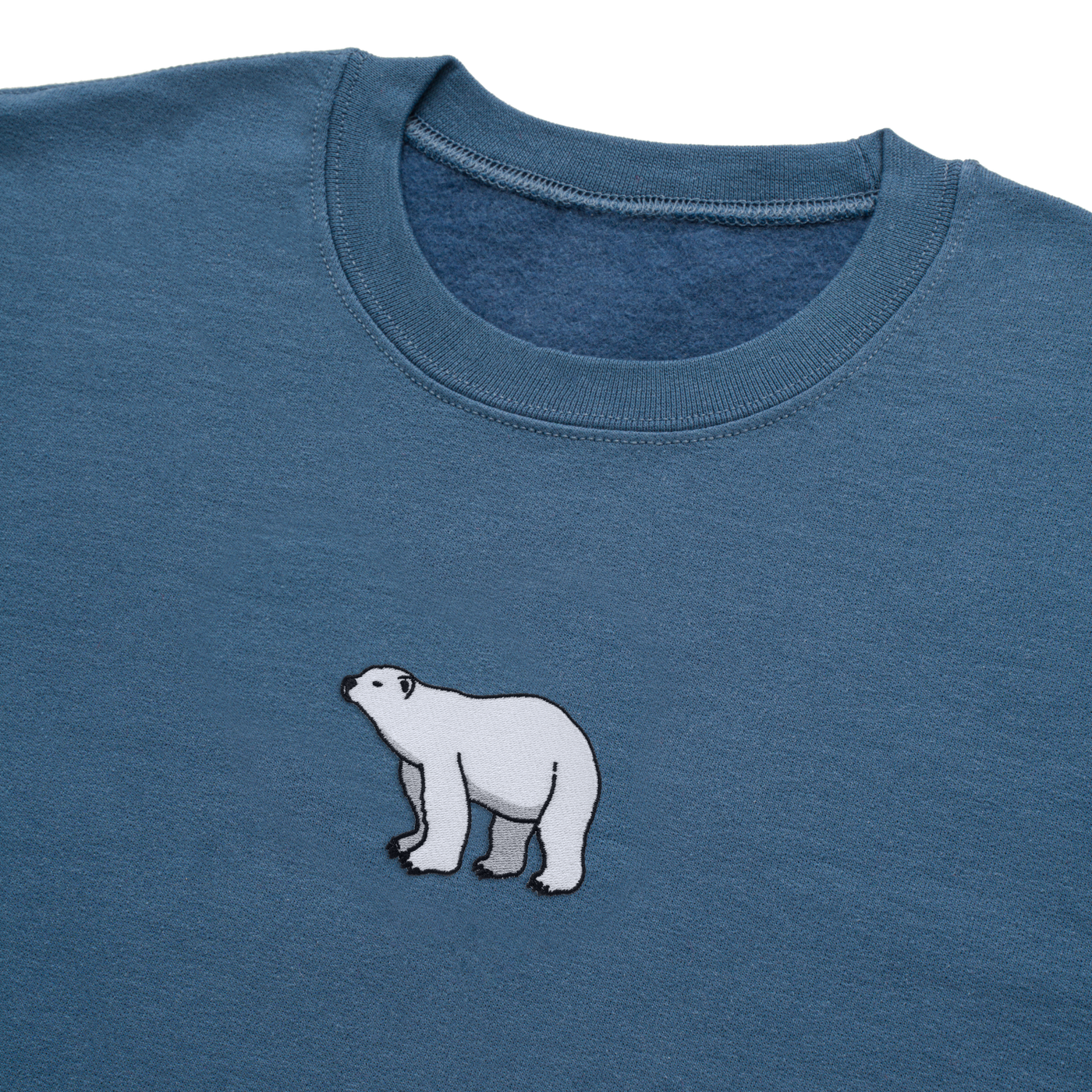 Bobby's Planet Men's Embroidered Polar Bear Sweatshirt from Arctic Polar Animals Collection in Indigo Blue Color#color_indigo-blue