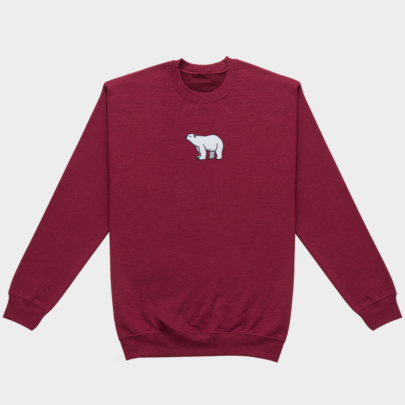 Bobby's Planet Men's Embroidered Polar Bear Sweatshirt from Arctic Polar Animals Collection in Maroon Color#color_maroon