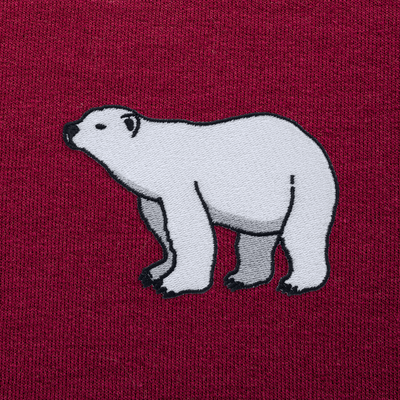 Bobby's Planet Men's Embroidered Polar Bear Sweatshirt from Arctic Polar Animals Collection in Maroon Color#color_maroon