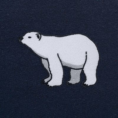 Bobby's Planet Women's Embroidered Polar Bear Sweatshirt from Arctic Polar Animals Collection in Navy Color#color_navy