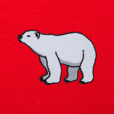 Bobby's Planet Women's Embroidered Polar Bear Sweatshirt from Arctic Polar Animals Collection in Red Color#color_red