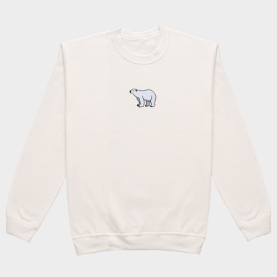 Bobby's Planet Men's Embroidered Polar Bear Sweatshirt from Arctic Polar Animals Collection in White Color#color_white