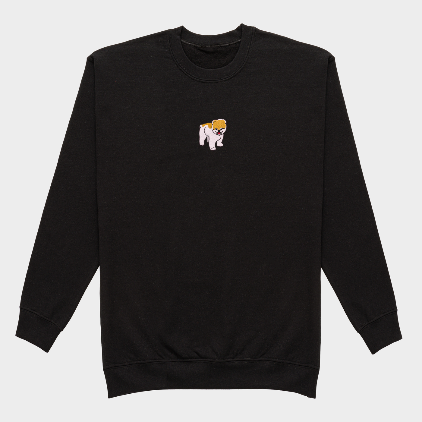 Bobby's Planet Men's Embroidered Pomeranian Sweatshirt from Paws Dog Cat Animals Collection in Black Color#color_black