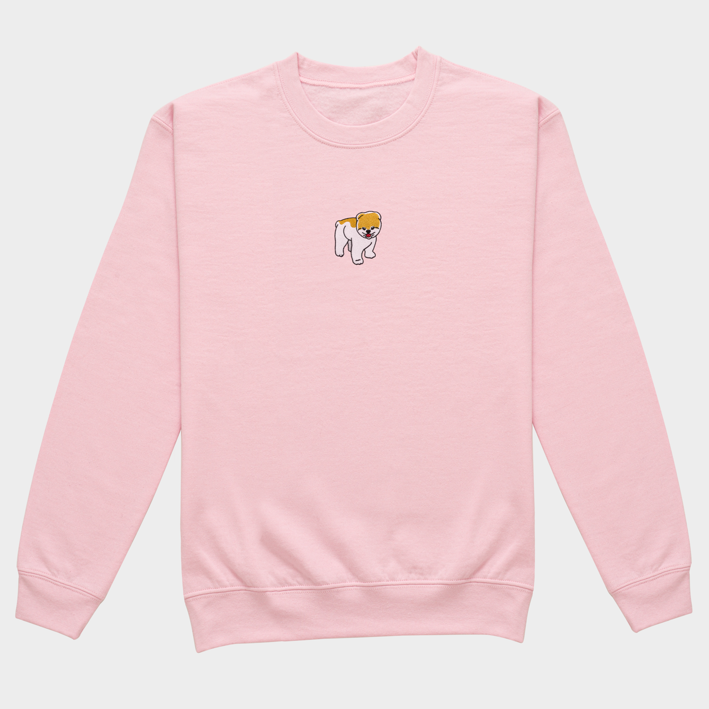 Bobby's Planet Women's Embroidered Pomeranian Sweatshirt from Paws Dog Cat Animals Collection in Light Pink Color#color_light-pink