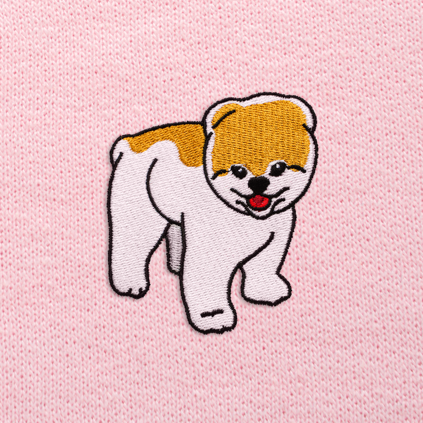 Bobby's Planet Women's Embroidered Pomeranian Sweatshirt from Paws Dog Cat Animals Collection in Light Pink Color#color_light-pink