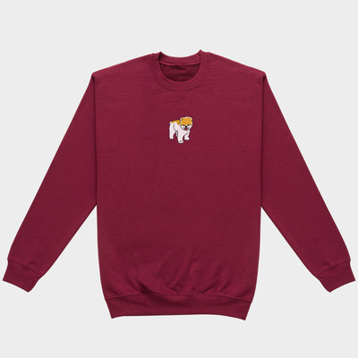 Bobby's Planet Women's Embroidered Pomeranian Sweatshirt from Paws Dog Cat Animals Collection in Maroon Color#color_maroon