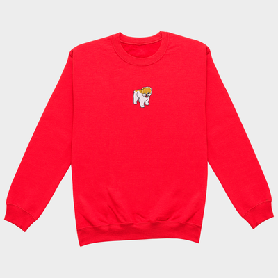 Bobby's Planet Women's Embroidered Pomeranian Sweatshirt from Paws Dog Cat Animals Collection in Red Color#color_red