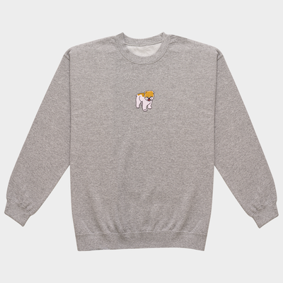 Bobby's Planet Men's Embroidered Pomeranian Sweatshirt from Paws Dog Cat Animals Collection in Sport Grey Color#color_sport-grey