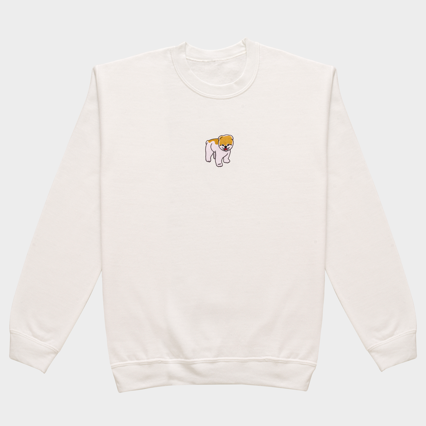 Bobby's Planet Men's Embroidered Pomeranian Sweatshirt from Paws Dog Cat Animals Collection in White Color#color_white