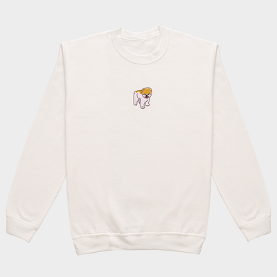 Bobby's Planet Men's Embroidered Pomeranian Sweatshirt from Paws Dog Cat Animals Collection in White Color#color_white