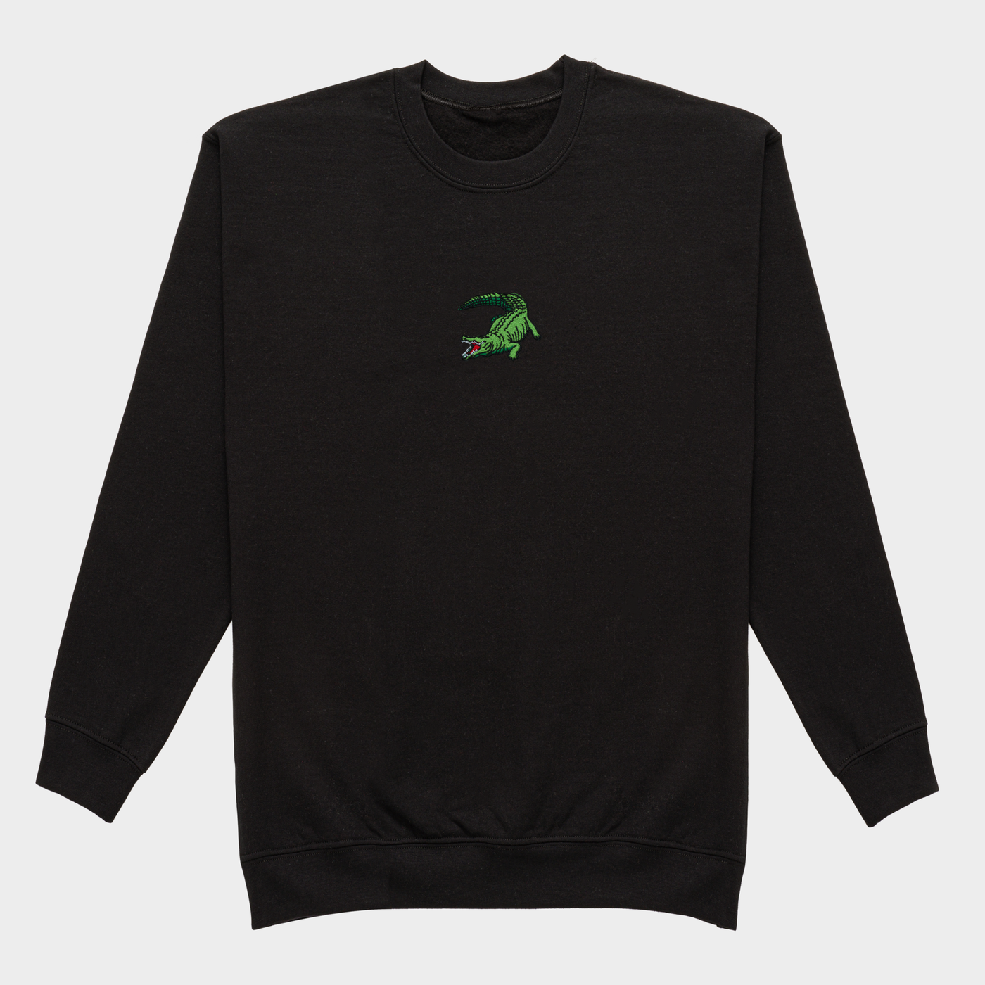 Bobby's Planet Men's Embroidered Saltwater Crocodile Sweatshirt from Australia Down Under Animals Collection in Black Color#color_black