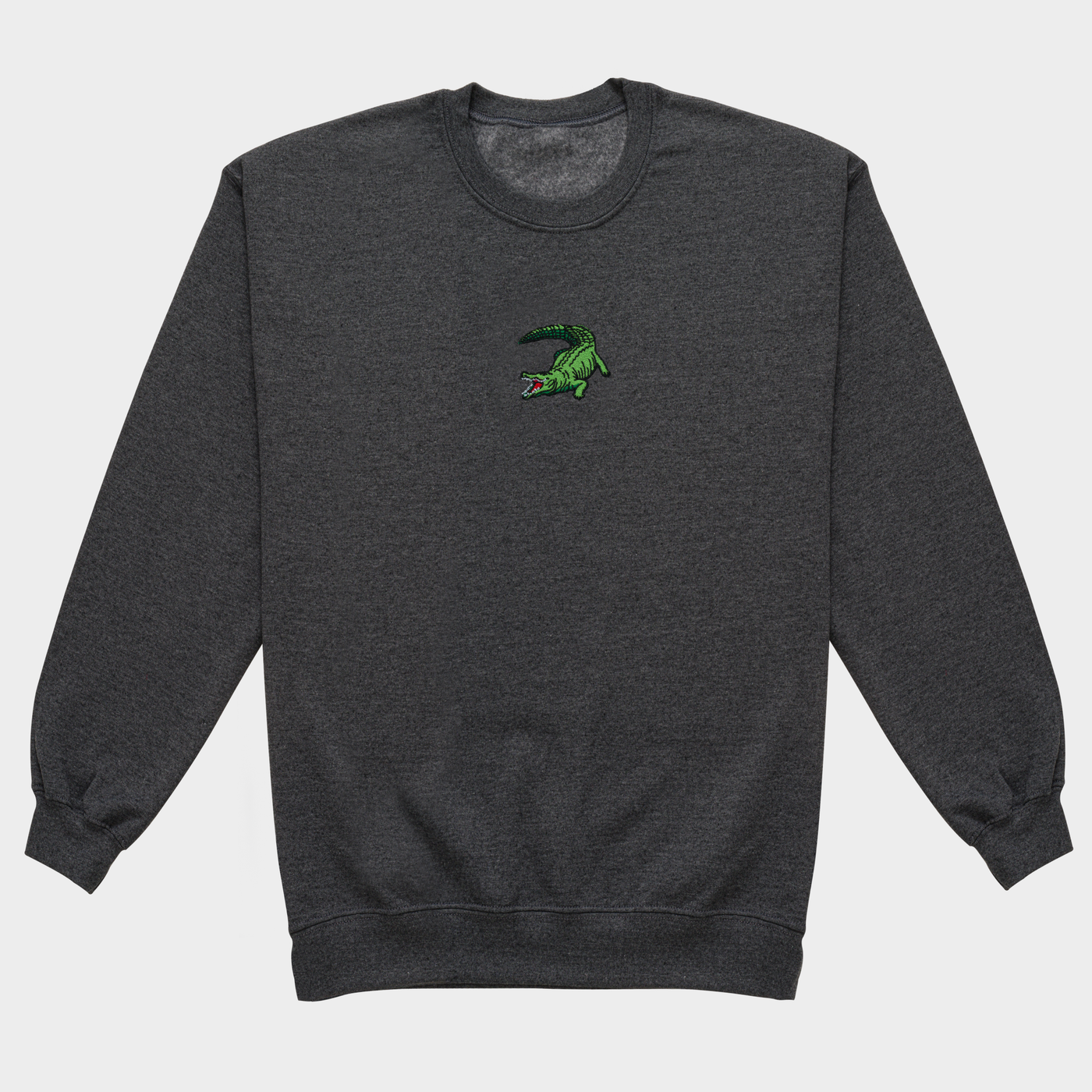 Bobby's Planet Men's Embroidered Saltwater Crocodile Sweatshirt from Australia Down Under Animals Collection in Dark Grey Heather Color#color_dark-grey-heather