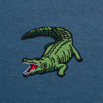 Bobby's Planet Men's Embroidered Saltwater Crocodile Sweatshirt from Australia Down Under Animals Collection in Indigo Blue Color#color_indigo-blue