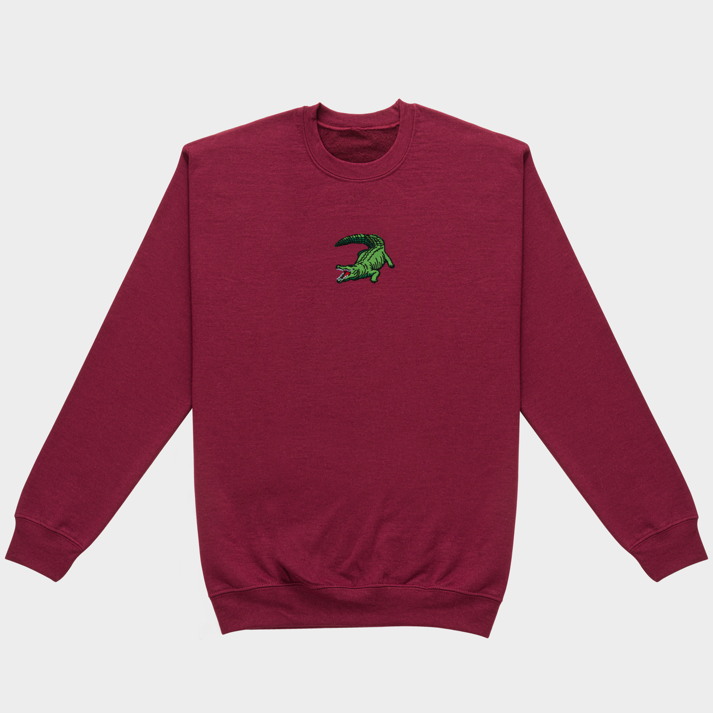 Bobby's Planet Men's Embroidered Saltwater Crocodile Sweatshirt from Australia Down Under Animals Collection in Maroon Color#color_maroon