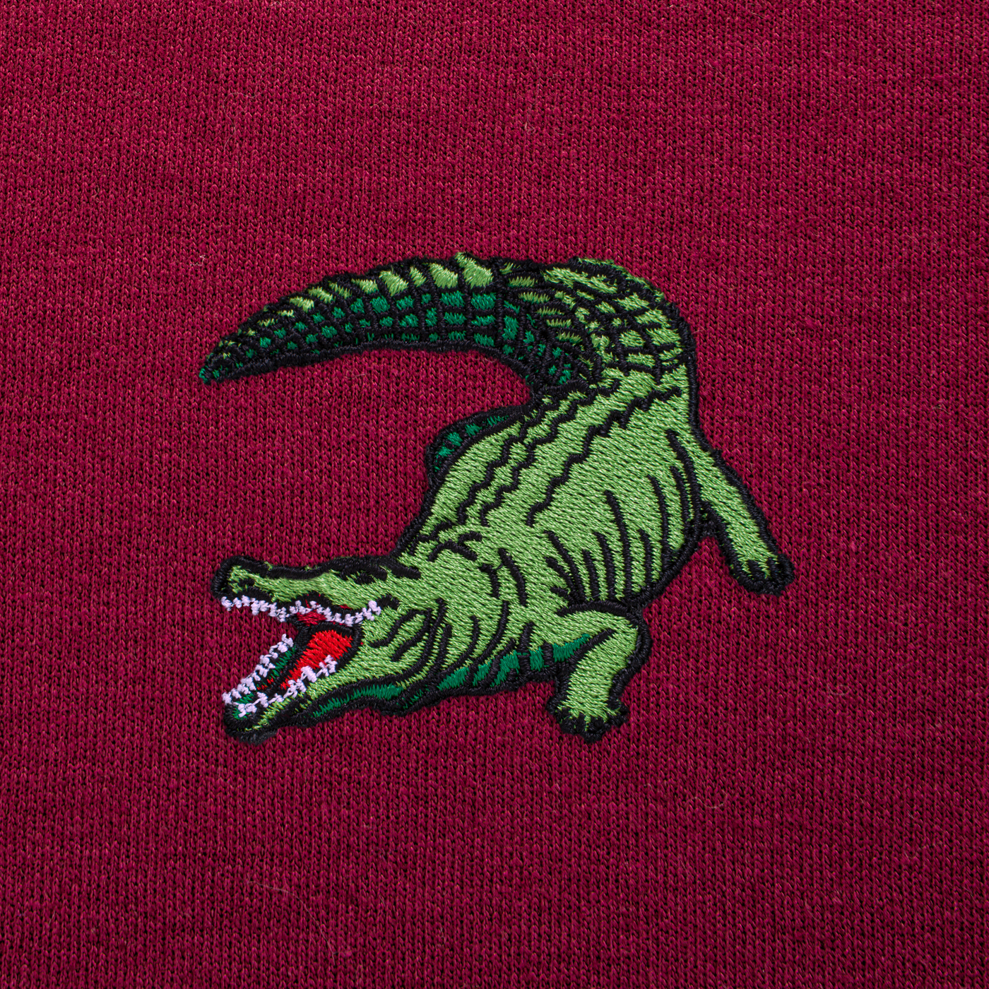 Bobby's Planet Men's Embroidered Saltwater Crocodile Sweatshirt from Australia Down Under Animals Collection in Maroon Color#color_maroon