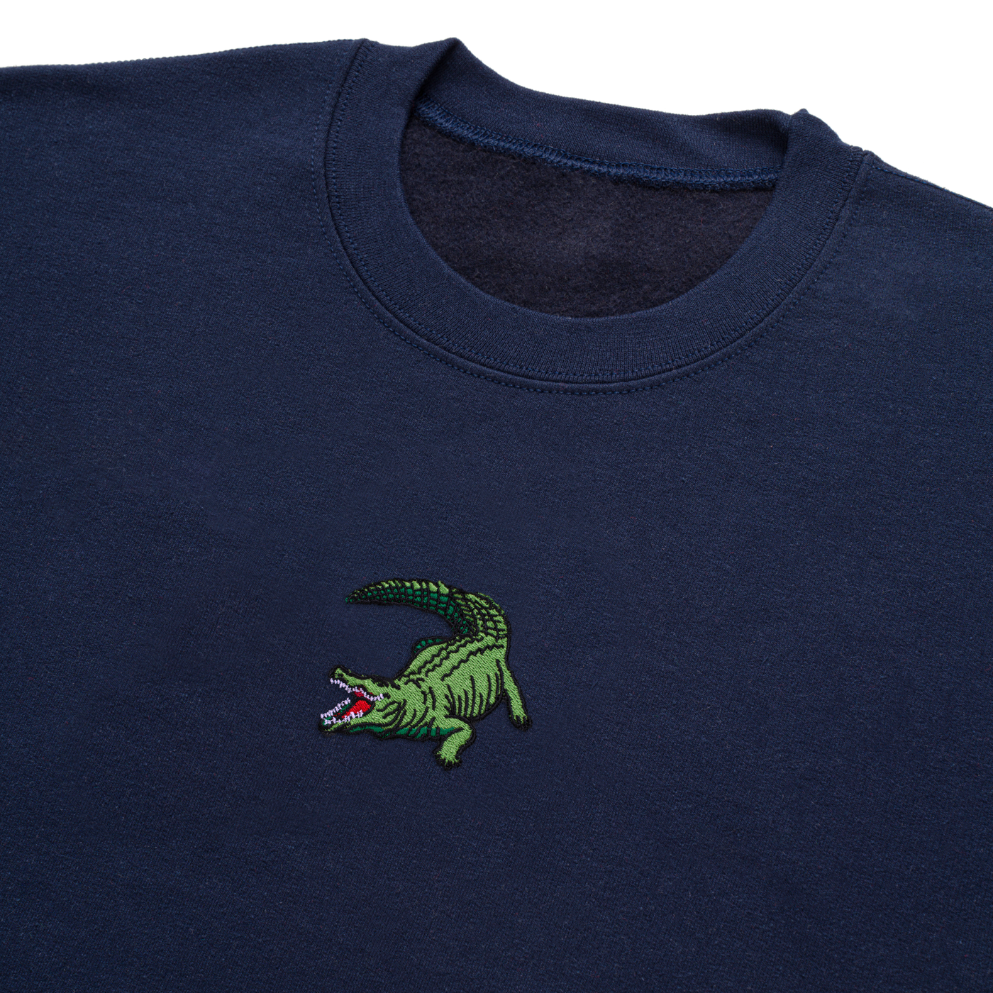 Bobby's Planet Men's Embroidered Saltwater Crocodile Sweatshirt from Australia Down Under Animals Collection in Navy Color#color_navy