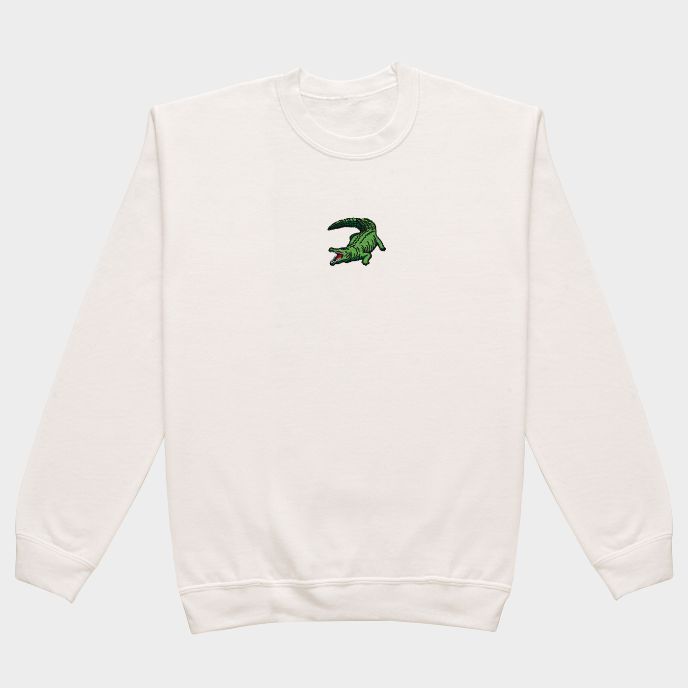 Bobby's Planet Men's Embroidered Saltwater Crocodile Sweatshirt from Australia Down Under Animals Collection in White Color#color_white