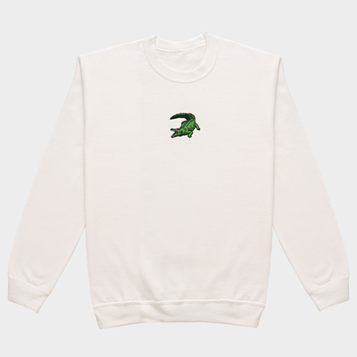 Bobby's Planet Men's Embroidered Saltwater Crocodile Sweatshirt from Australia Down Under Animals Collection in White Color#color_white