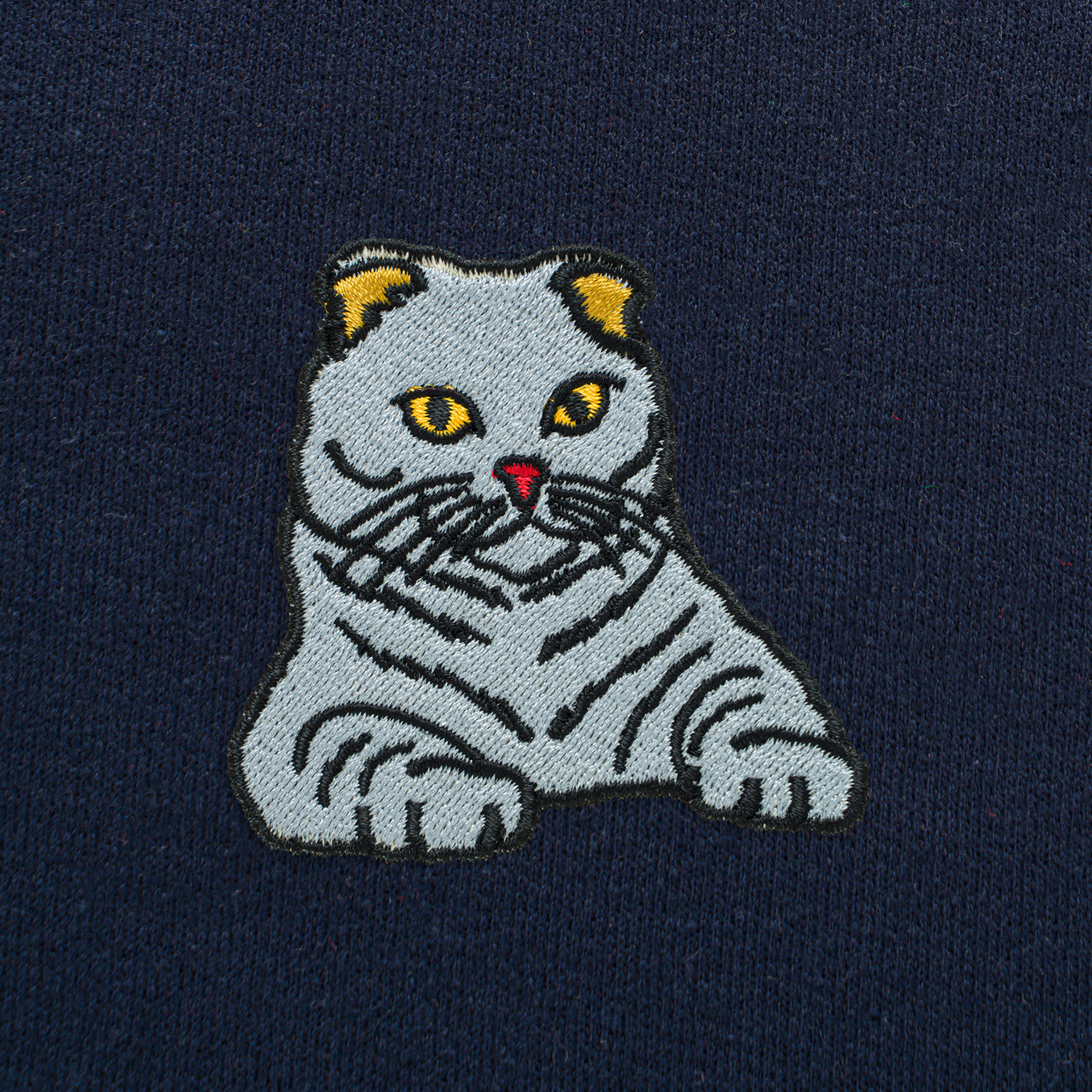 Bobby's Planet Women's Embroidered Scottish Fold Sweatshirt from Paws Dog Cat Animals Collection in Navy Color#color_navy
