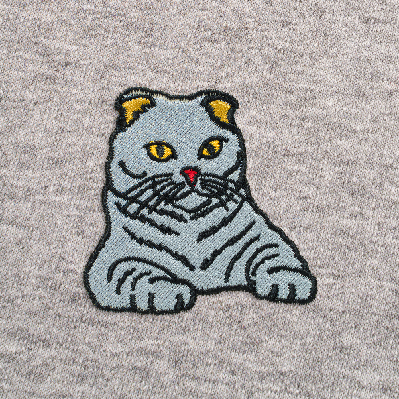 Bobby's Planet Men's Embroidered Scottish Fold Sweatshirt from Paws Dog Cat Animals Collection in Sport Grey Color#color_sport-grey