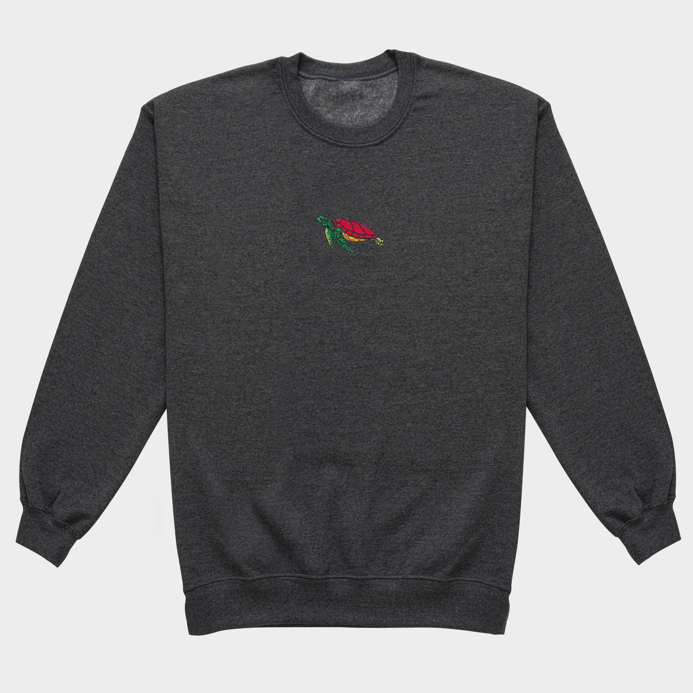 Bobby's Planet Men's Embroidered Sea Turtle Sweatshirt from Seven Seas Fish Animals Collection in Dark Grey Heather Color#color_dark-grey-heather