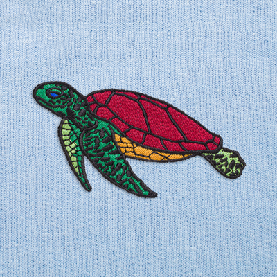 Bobby's Planet Women's Embroidered Sea Turtle Sweatshirt from Seven Seas Fish Animals Collection in Light Blue Color#color_light-blue