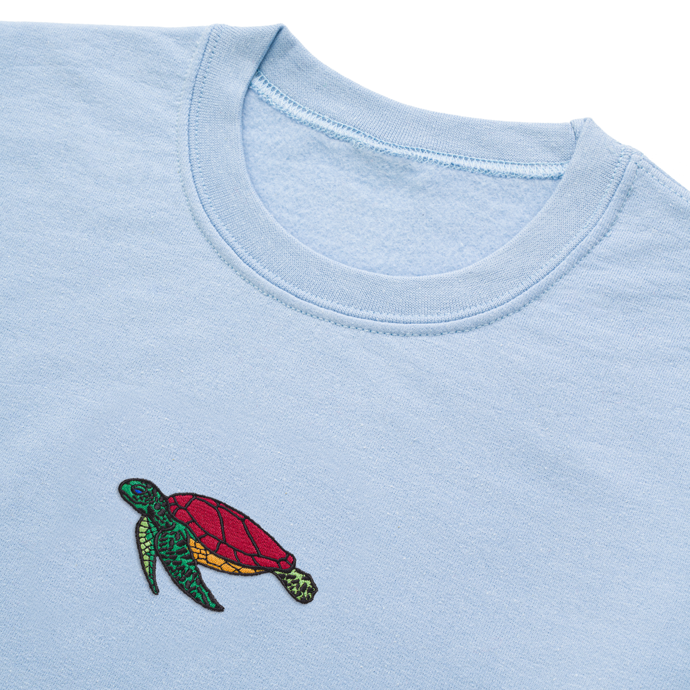 Bobby's Planet Women's Embroidered Sea Turtle Sweatshirt from Seven Seas Fish Animals Collection in Light Blue Color#color_light-blue