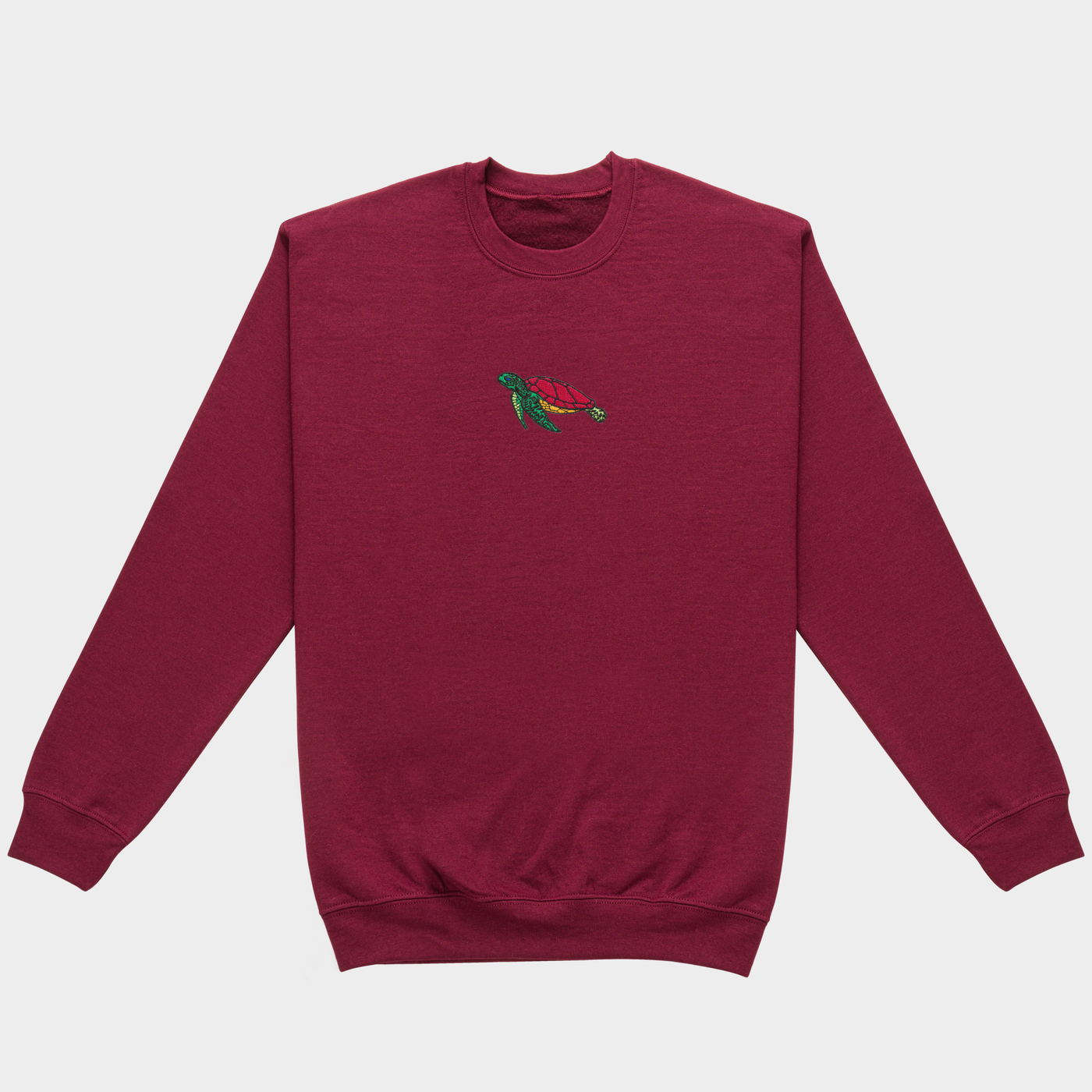 Bobby's Planet Men's Embroidered Sea Turtle Sweatshirt from Seven Seas Fish Animals Collection in Maroon Color#color_maroon