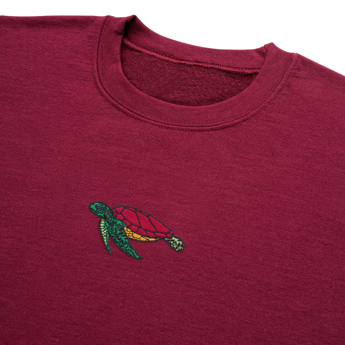 Bobby's Planet Men's Embroidered Sea Turtle Sweatshirt from Seven Seas Fish Animals Collection in Maroon Color#color_maroon