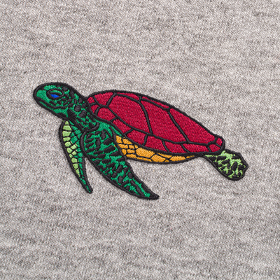 Bobby's Planet Women's Embroidered Sea Turtle Sweatshirt from Seven Seas Fish Animals Collection in Sport Grey Color#color_sport-grey