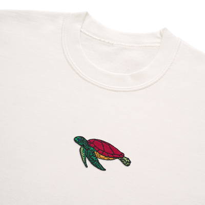 Bobby's Planet Men's Embroidered Sea Turtle Sweatshirt from Seven Seas Fish Animals Collection in White Color#color_white