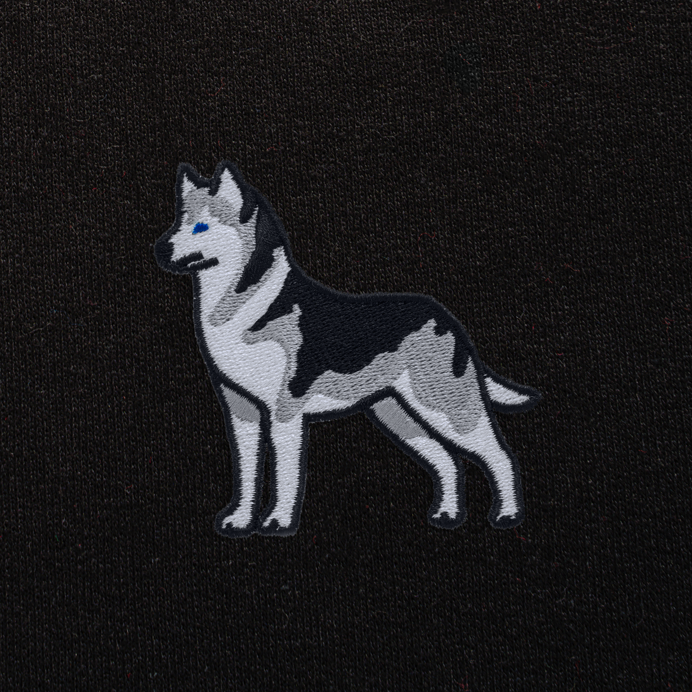 Bobby's Planet Men's Embroidered Siberian Husky Sweatshirt from Paws Dog Cat Animals Collection in Black Color#color_black