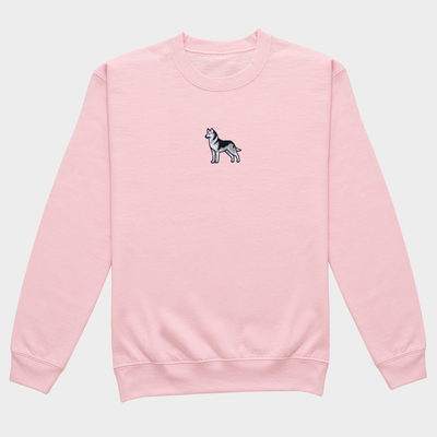 Bobby's Planet Women's Embroidered Siberian Husky Sweatshirt from Paws Dog Cat Animals Collection in Light Pink Color#color_light-pink
