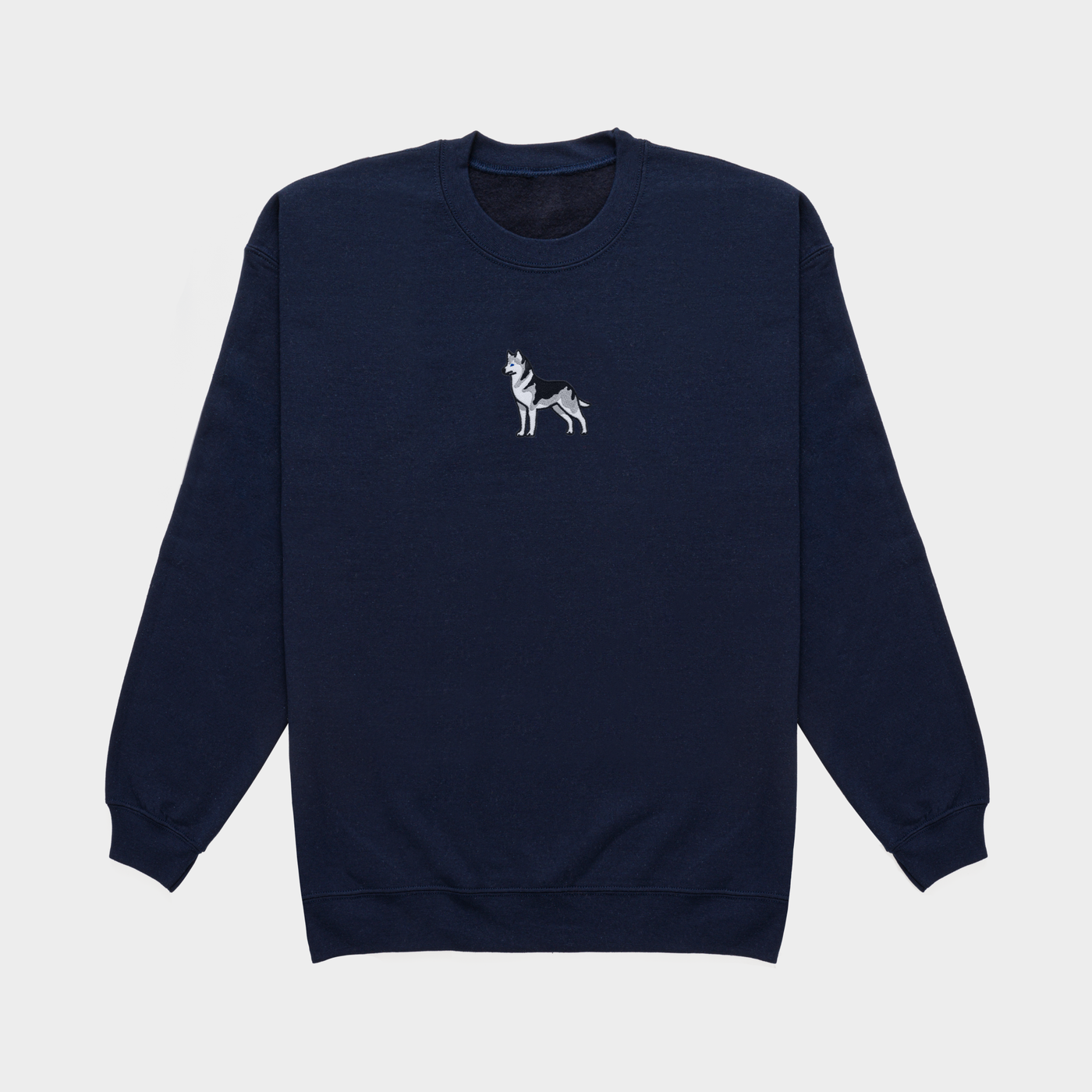 Bobby's Planet Men's Embroidered Siberian Husky Sweatshirt from Paws Dog Cat Animals Collection in Navy Color#color_navy