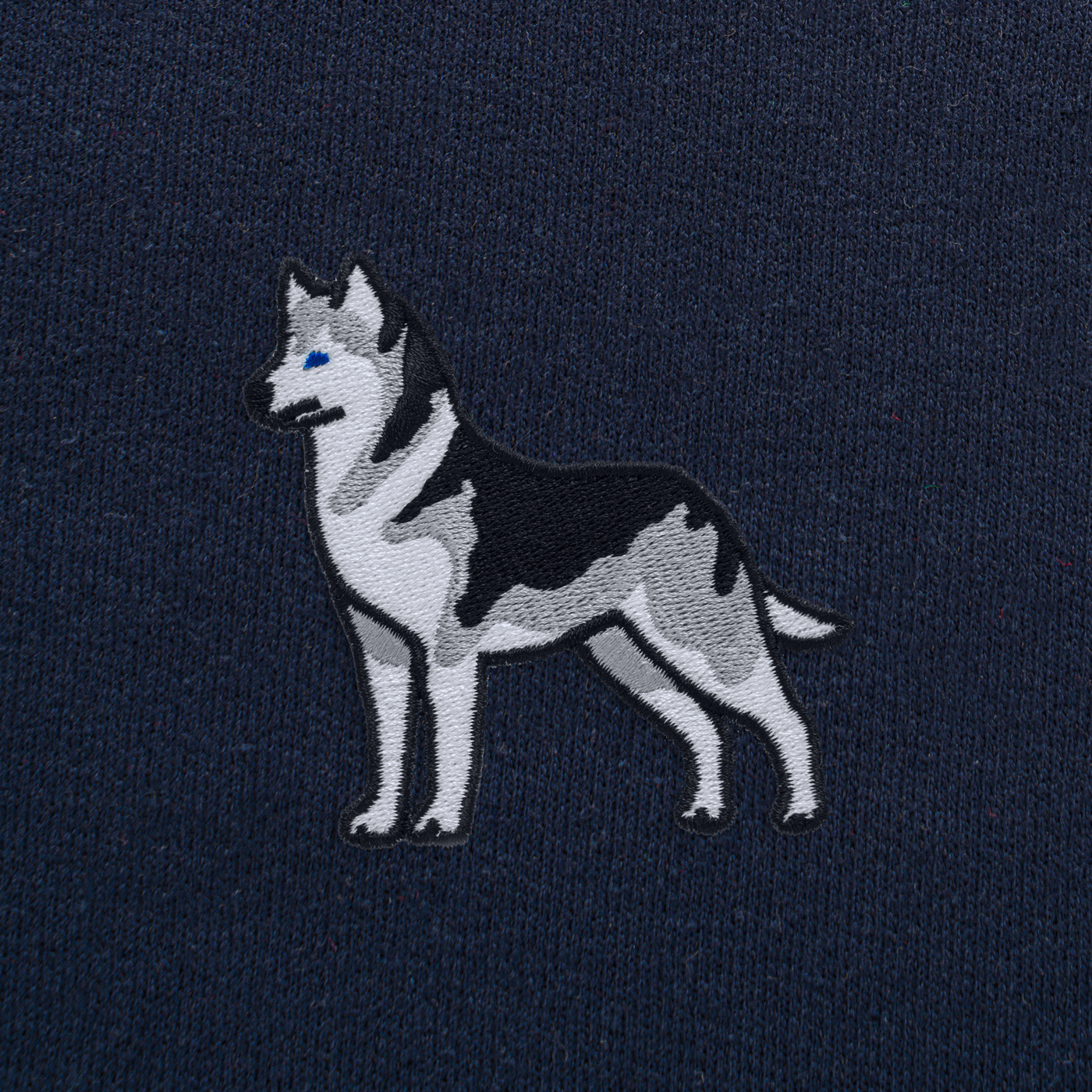 Bobby's Planet Men's Embroidered Siberian Husky Sweatshirt from Paws Dog Cat Animals Collection in Navy Color#color_navy
