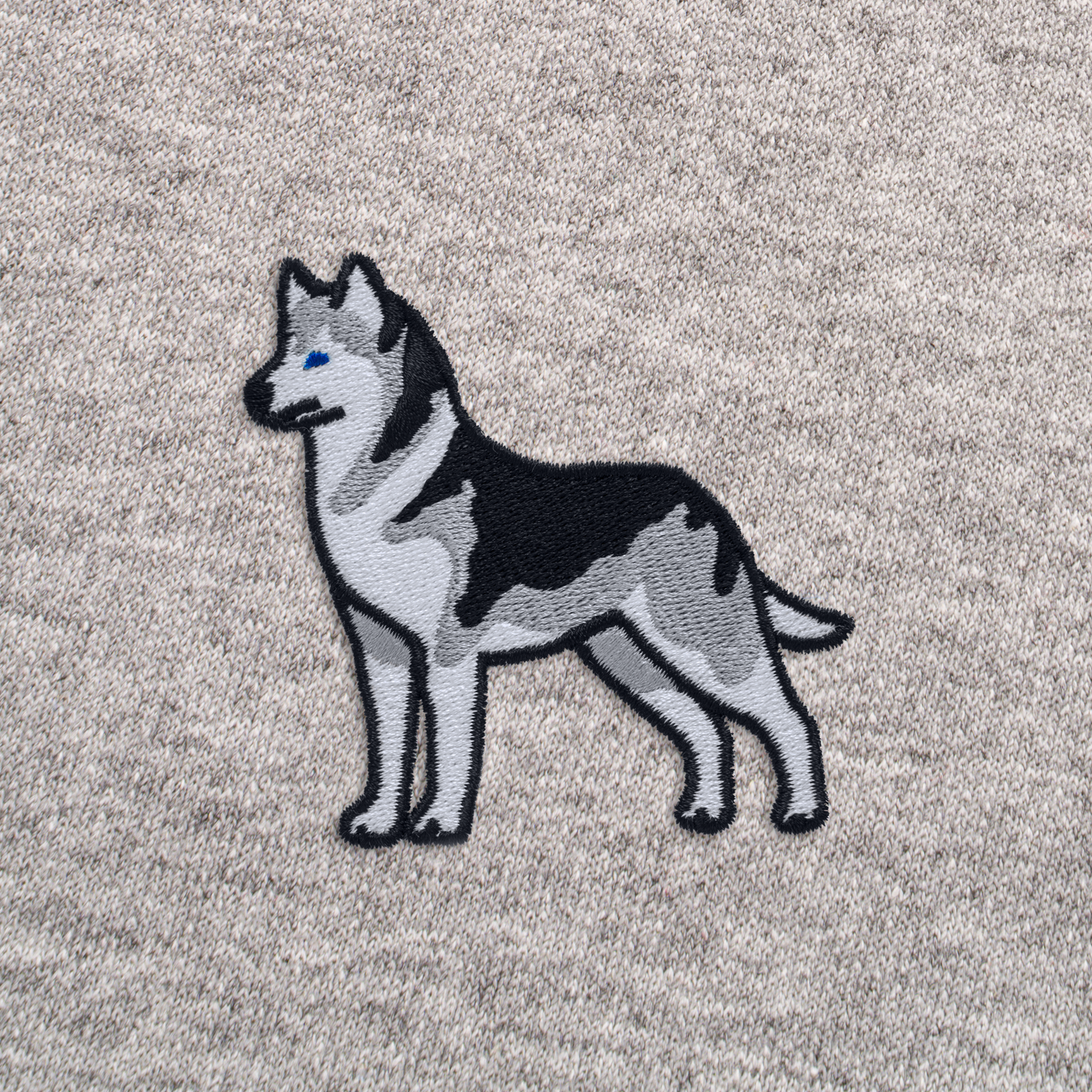 Bobby's Planet Men's Embroidered Siberian Husky Sweatshirt from Paws Dog Cat Animals Collection in Sport Grey Color#color_sport-grey