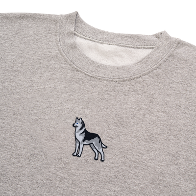 Bobby's Planet Men's Embroidered Siberian Husky Sweatshirt from Paws Dog Cat Animals Collection in Sport Grey Color#color_sport-grey