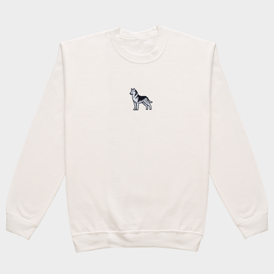 Bobby's Planet Men's Embroidered Siberian Husky Sweatshirt from Paws Dog Cat Animals Collection in White Color#color_white