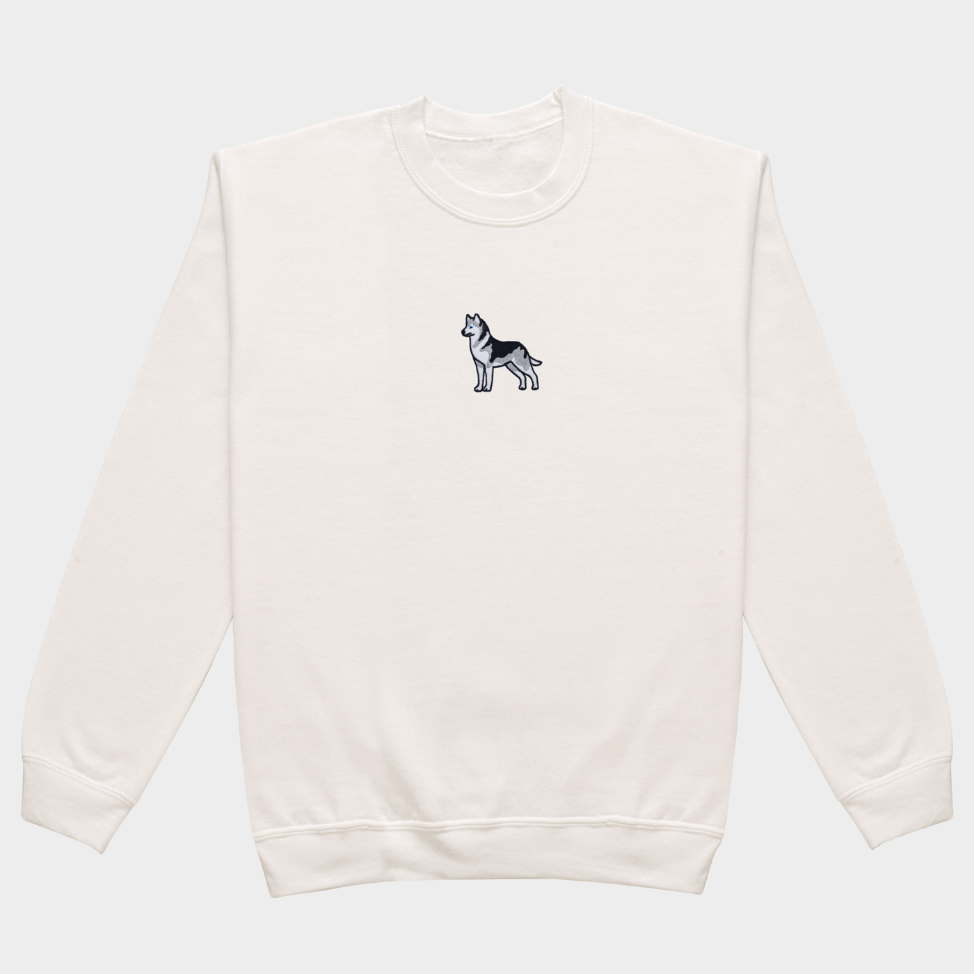 Bobby's Planet Women's Embroidered Siberian Husky Sweatshirt from Paws Dog Cat Animals Collection in White Color#color_white
